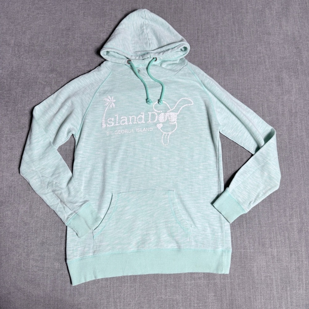 US Apparel Island Dog St George Island Mint Green Heather Hoodie Sweatshirt XL